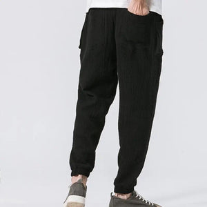 Sixtine Apparel | SOHO Modern Cargo Pants - navy blue. Model back view.