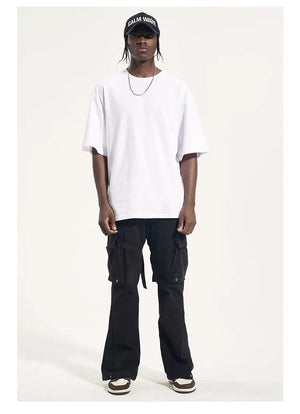 Empire State Expedition Cargo Pants with Model in Black -------- Front | Sixtine Apparel  