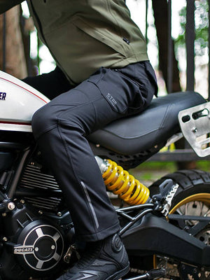 New Jersey Thunder Cargo Pants - man riding an elite motorcycle.