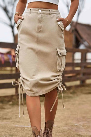 Western Vogue Cargo Skirt  Trendsi Tan S 