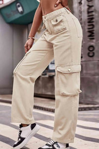 City Spritz Buttoned Cargo Cargo Pants Trendsi   