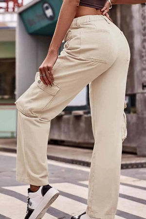 City Spritz Buttoned Cargo Cargo Pants Trendsi   