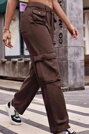 City Spritz Buttoned Cargo Cargo Pants Trendsi   