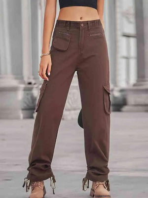 Blissful Draw Cargo Cargo Pants Trendsi Caramel S 