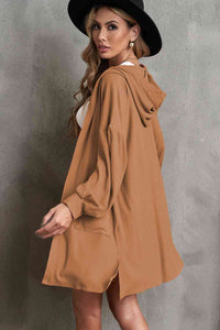 Open Front Hooded Longline Cardigan with Pockets Hoodies Trendsi   