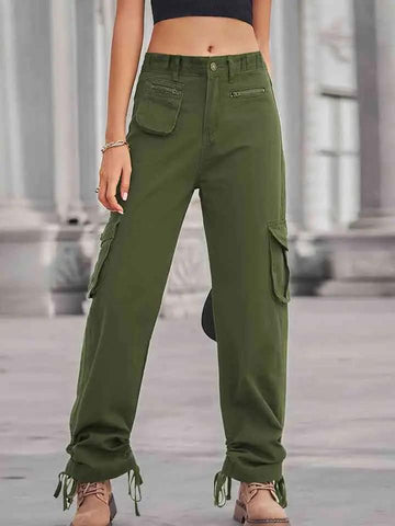 Blissful Draw Cargo Cargo Pants Trendsi Moss S 