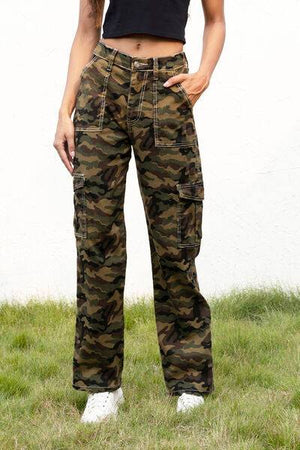 SoHo Serenade Camo Cargo Cargo Pants Trendsi Green Camouflage S 