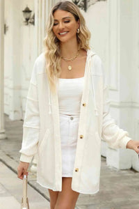 Ethereal Essence Buttoned Hoodie Hoodies Trendsi   