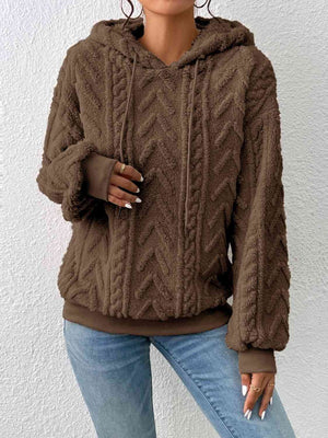 Metro Knit Hoodie Hoodies Trendsi Olive Brown S 