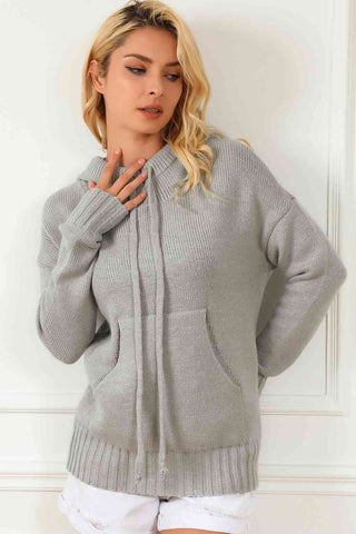 Enchanté Knit Hoodie Hoodies Trendsi Light Gray S 